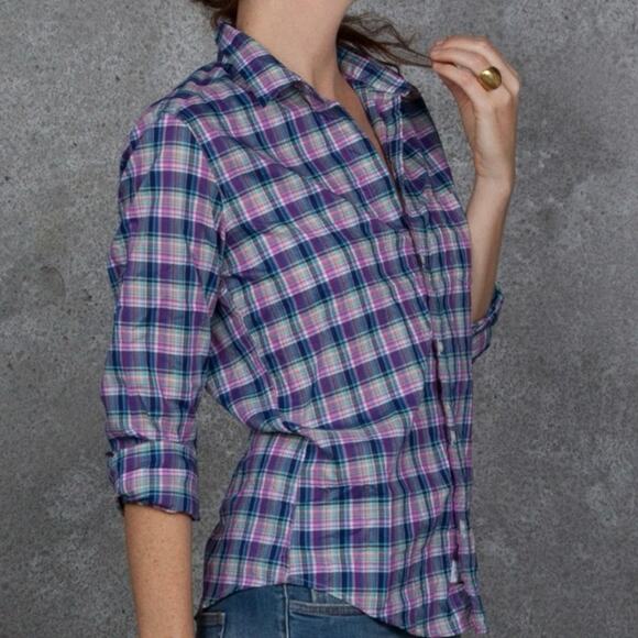 Frank & Eileen Barry Long Sleeve Plaid Button Up Large - Picture 1 of 8